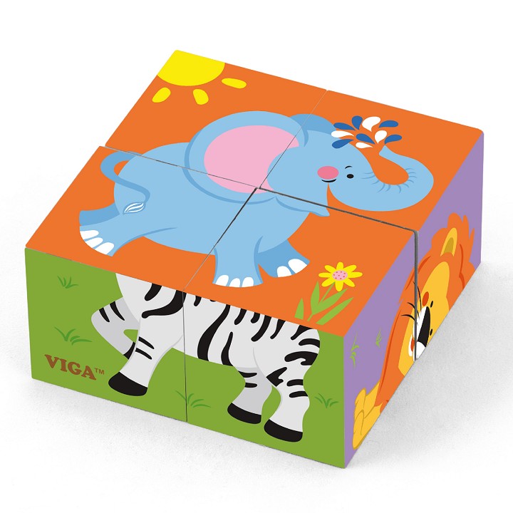 Cube puzzle - wild animals - 4 pieces